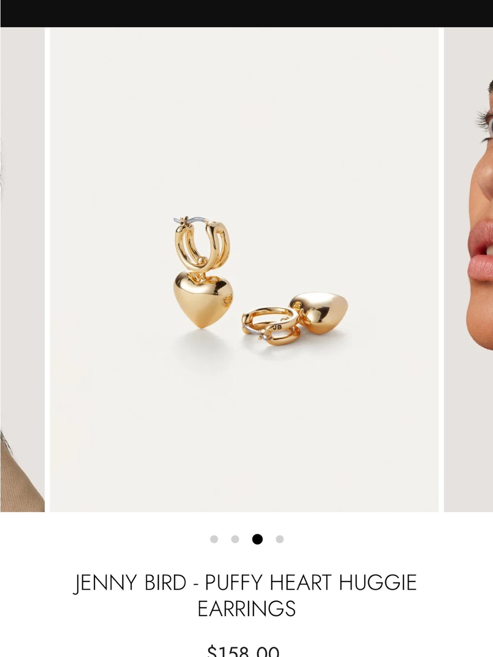 Jenny Bird Polished Gold Puffy Heart Huggie Earrings